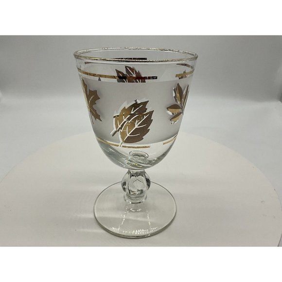 Libbey Vintage Golden Foliage Mid Century Gold Leaf Goblet | Set of 4 - Picture 12 of 16